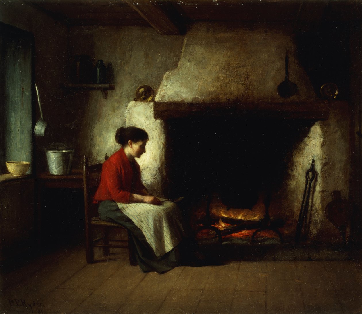 Ved ildstedet, 1881 af Platt Powell Ryder