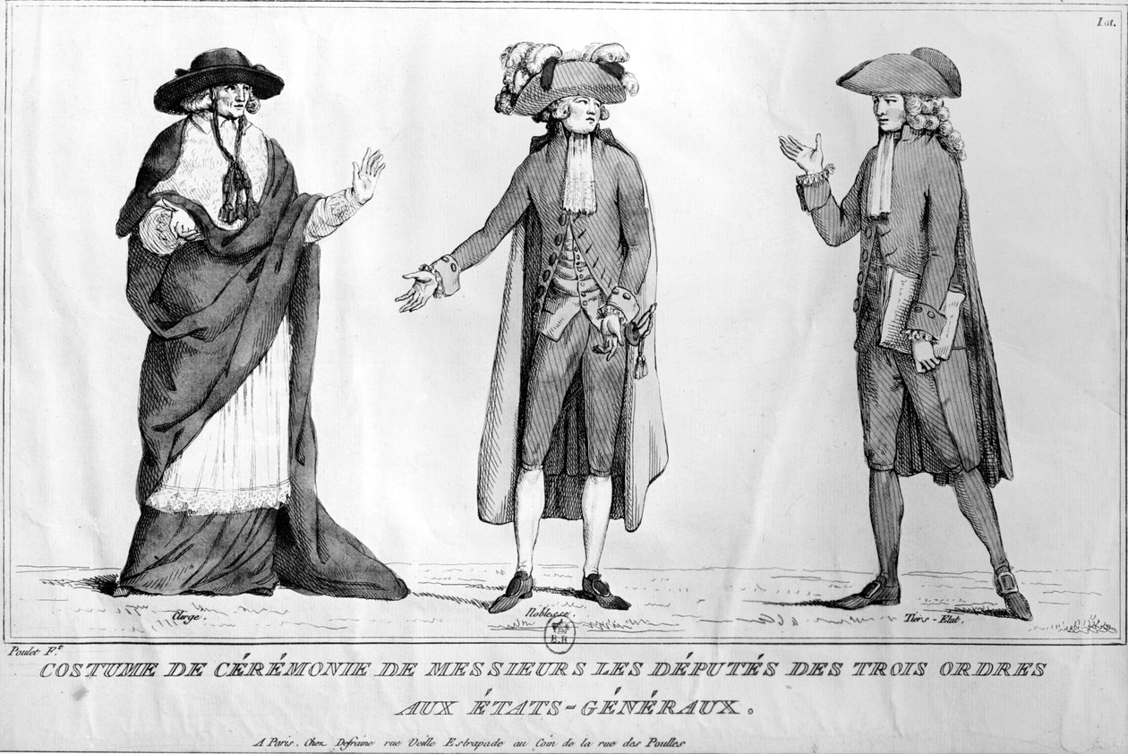 Ceremonielle kostumer af deputerede i Trois Ordres aux Etats-Generaux, 4. maj 1789 af Poulet