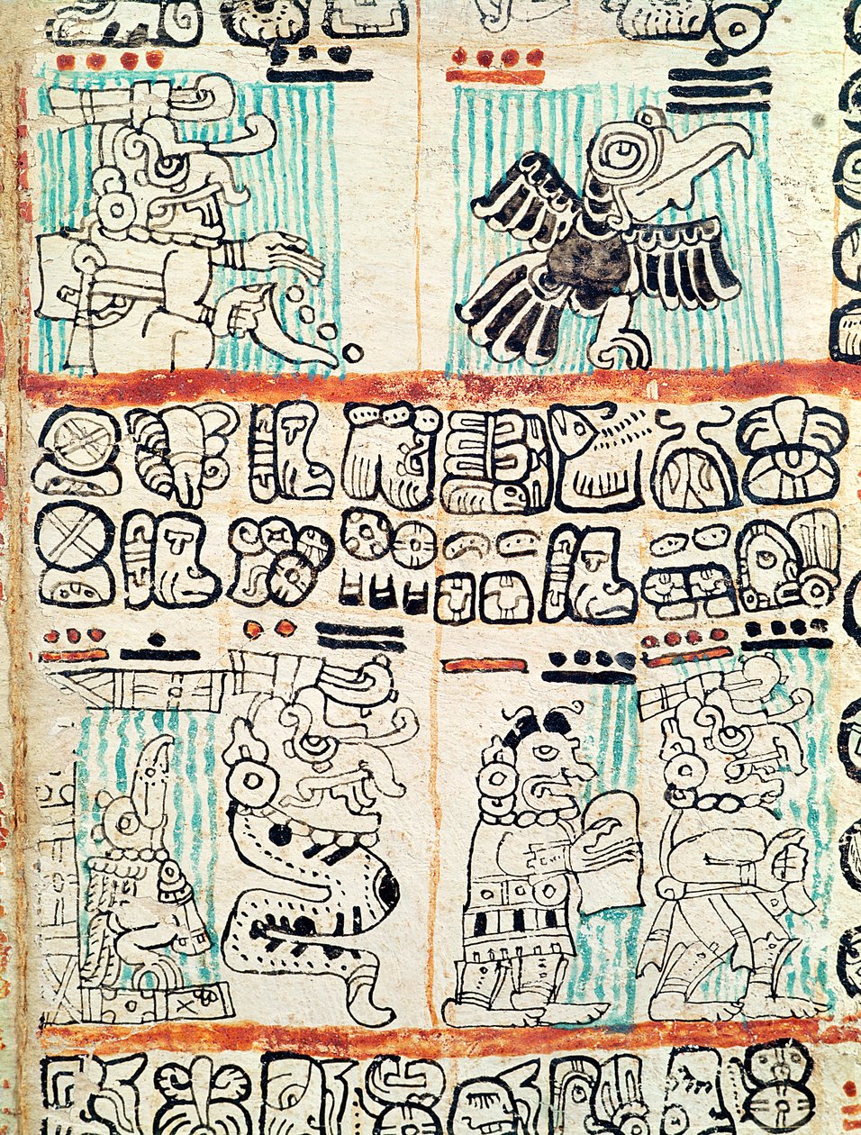 Detalje fra en Maya-codex af Pre Columbian