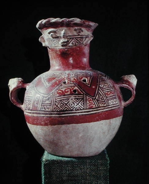 Begravelsesurne, fra Mixco Viejo, Chimaltenango (polykrom) af Pre Columbian