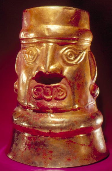 Billedebeholder (guld og maling) af Pre Columbian Pre Columbian