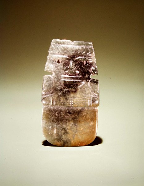 Øksegud med pandebånd, fra Guacimo, Linea Vieja-området (gennemskinnelig broget jade) af Pre Columbian Pre Columbian