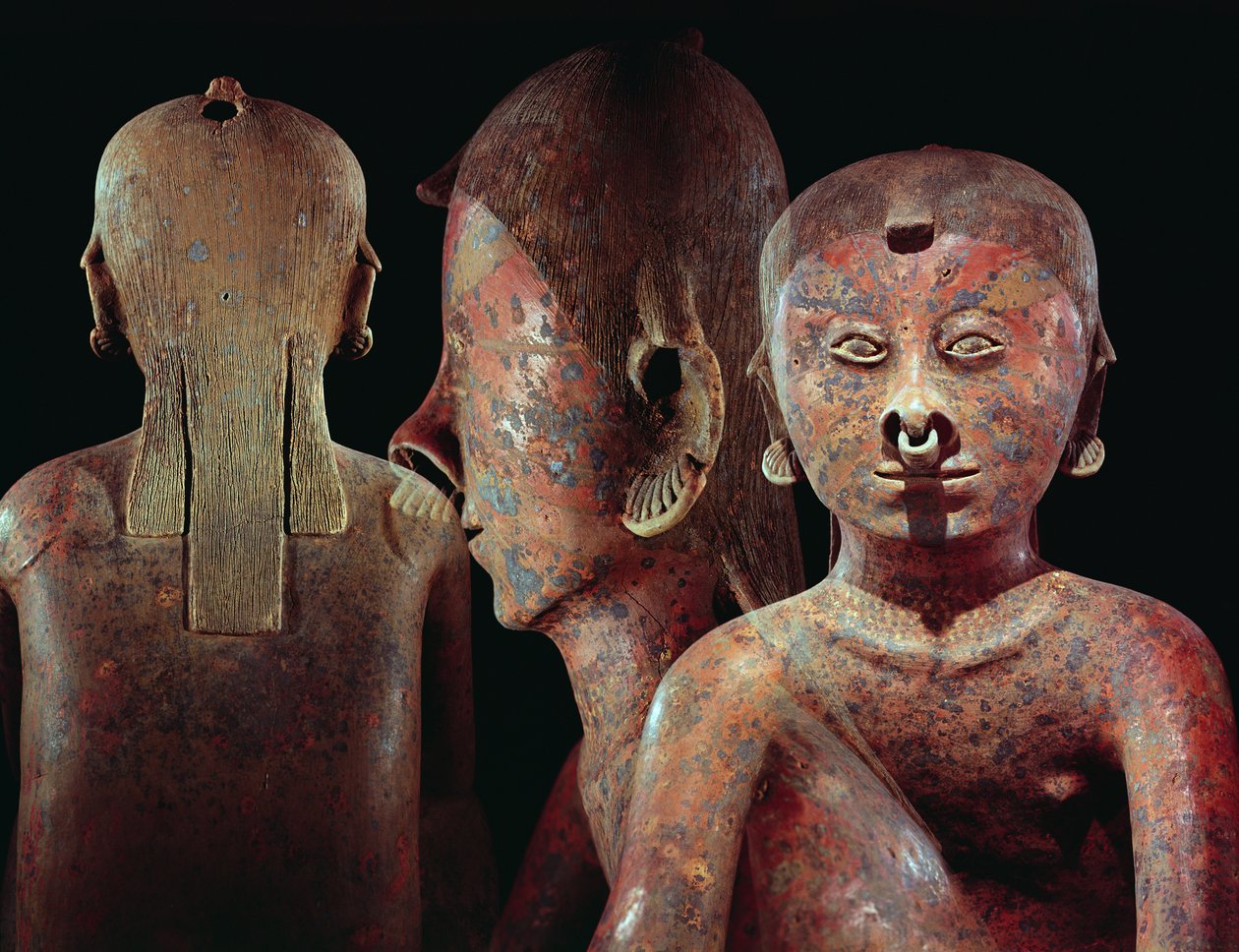 Detaljer om siddende figur, Chinesco-kultur, (keramik) af Pre Columbian Pre Columbian