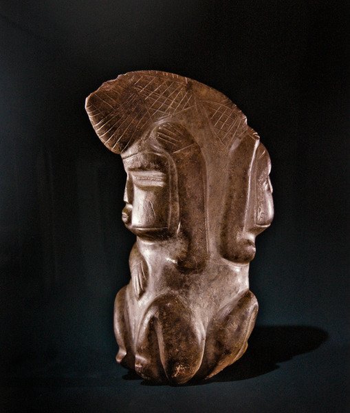 Dobbeltfigur, Mezcala Culture, Guerrero af Pre Columbian Pre Columbian