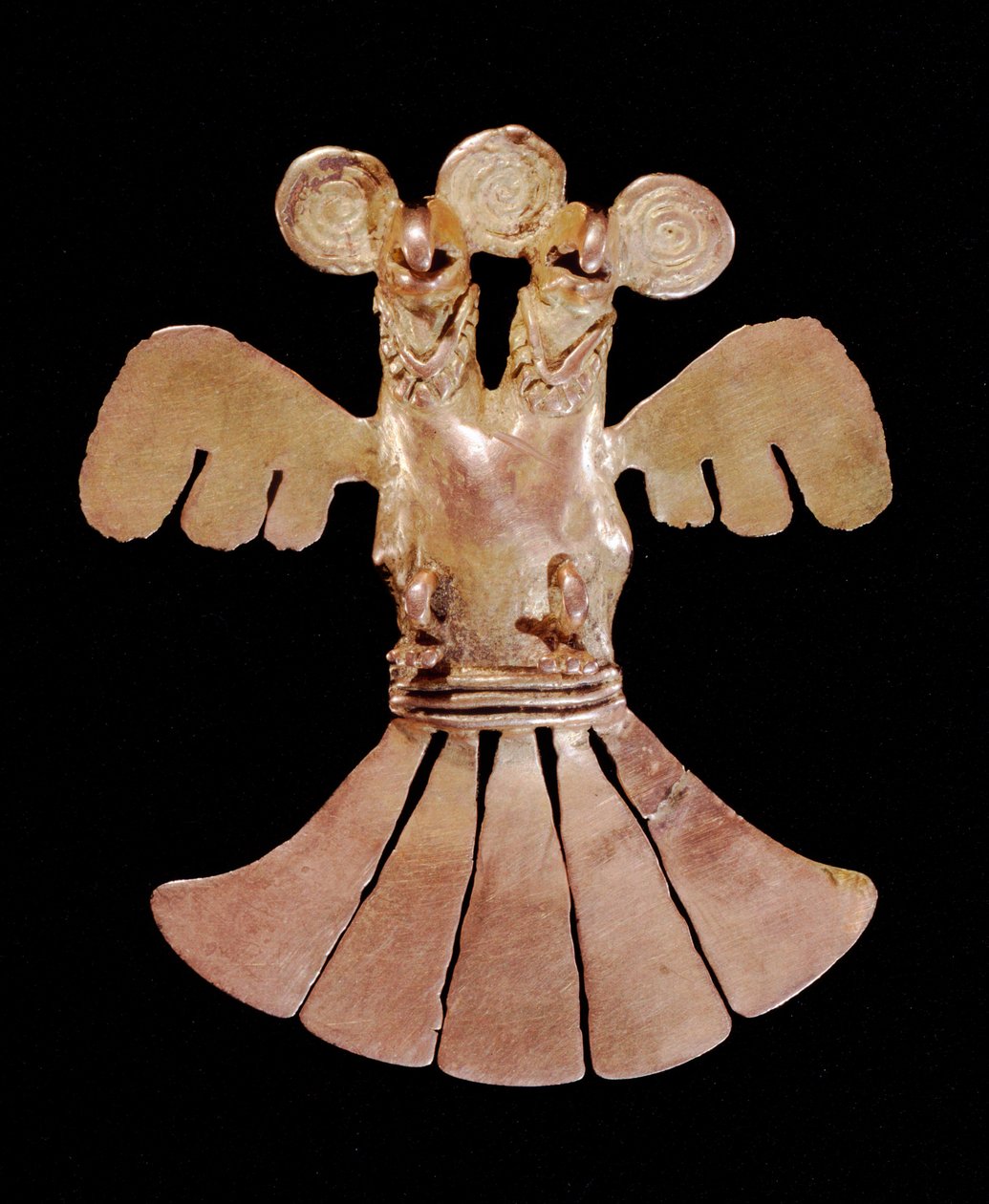 Dobbelthovedet ørnevedhæng, Popayan (700-1500) (guld) af Pre Columbian Pre Columbian