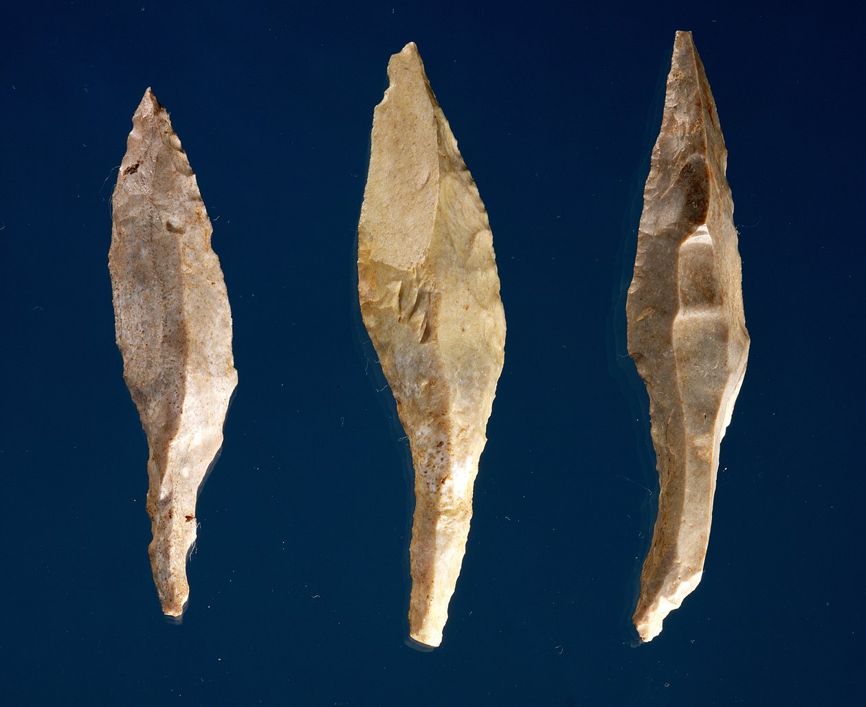 Tre pilespidser (flint) af Prehistoric