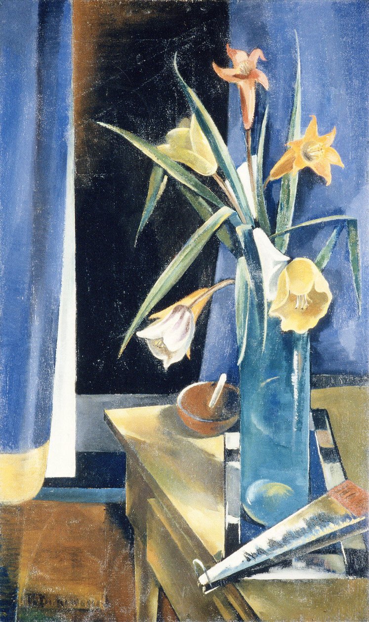 Vase med blomster, c.1926 af William Preston Dickinson