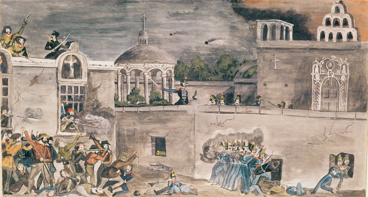 Amerikanske tropper under general Doniphan stormer biskoppens palads i Monterrey, ca. 1846 af Private Samuel Chamberlain
