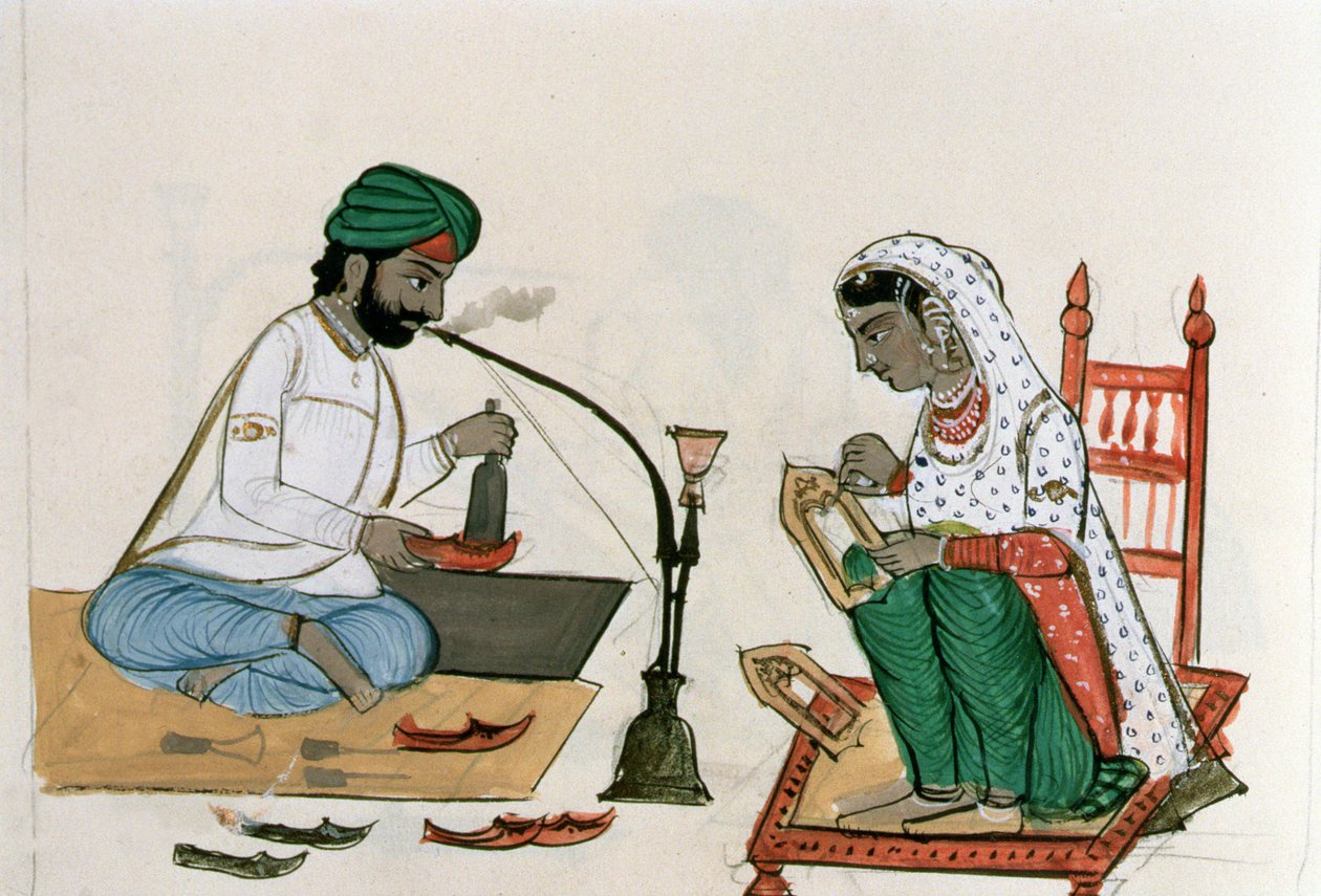 Skomager (Mochi) ca. 1890 (wc på papir) af Punjabi School