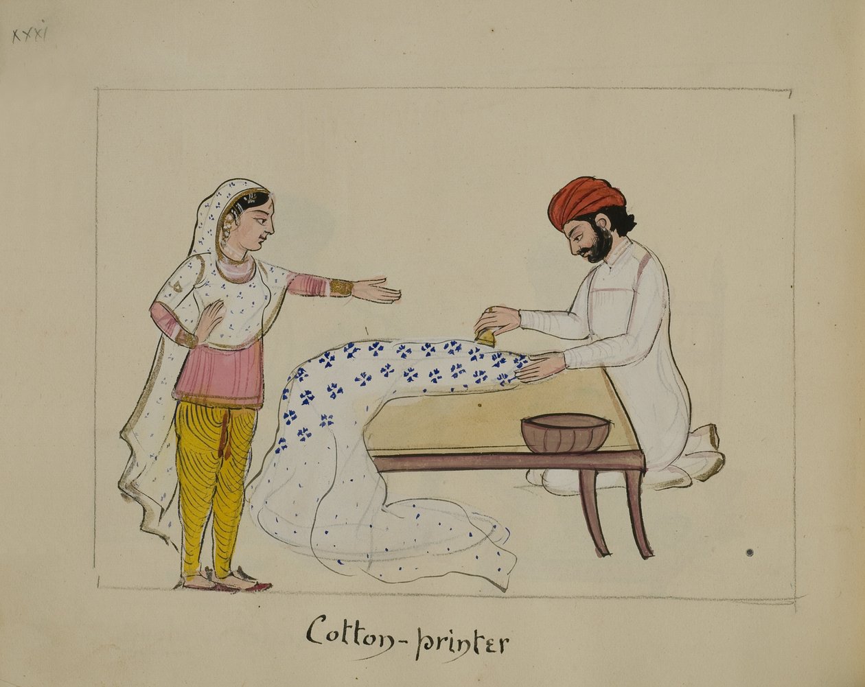 En bomuldsprinter af Punjabi School