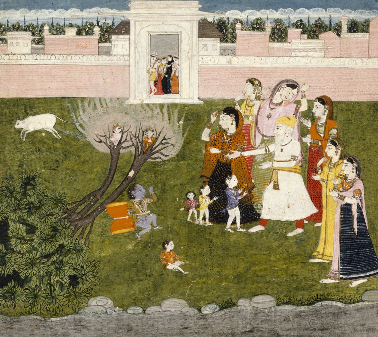 Uden titel (historie om Krishna), ca. 1800 (tempera på lagt papir) af Kangra