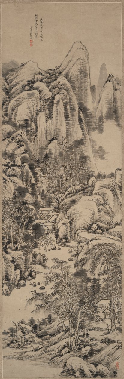 Landskab i stil med Huang Gongwang af Qian Weicheng