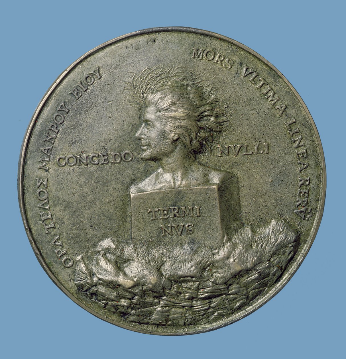 Portrætmedaljon af Erasmus (14656-1530), bagsiden viser et hoved af Terminus, 1519 (bronze) (bagside) af Quentin Massys or Metsys