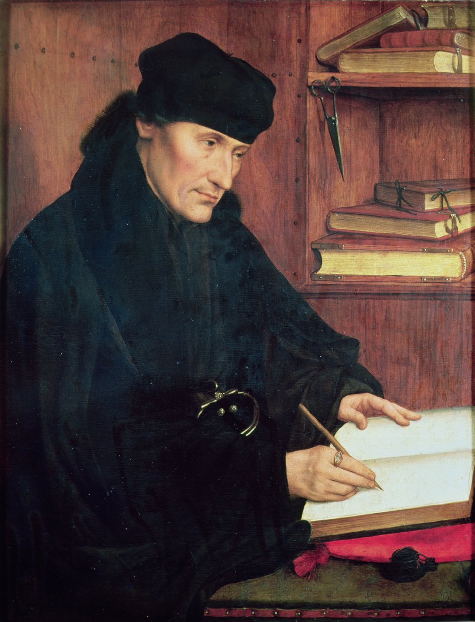 Portræt af Erasmus af Rotterdam (1466-1536) af Quentin Massys or Metsys