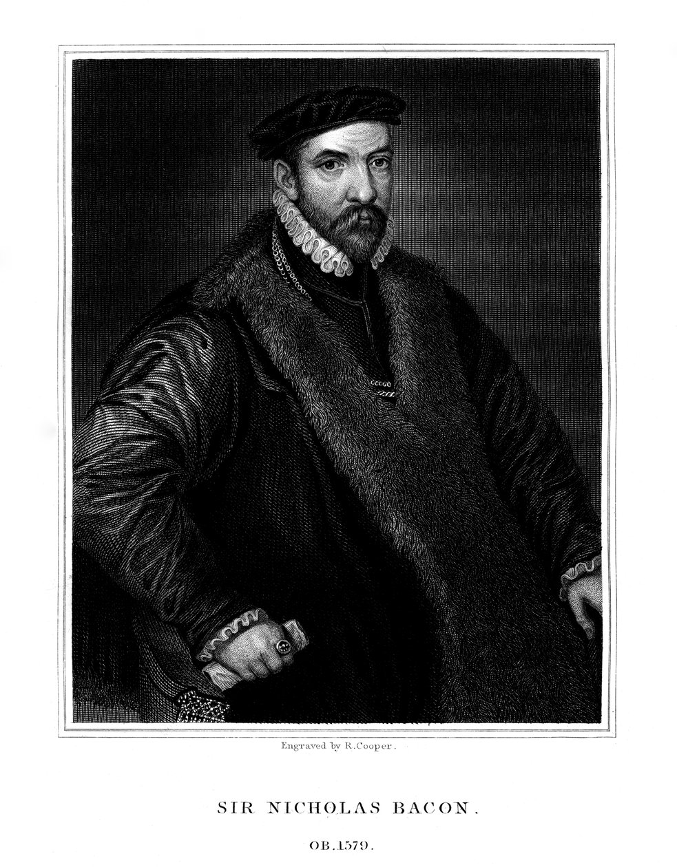 Sir Nicholas Bacon, engelsk politiker, 1826. af R. Cooper