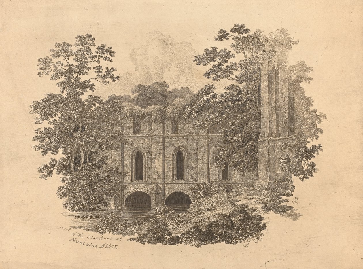 En del af Cloisters at Fountains Abbey af R. Dunning