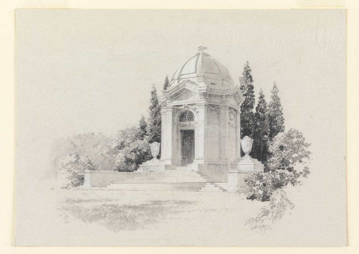 Gengivelse af et mausoleum af R. E.
