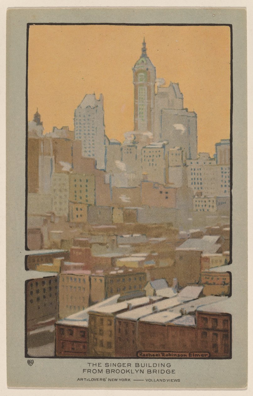 Singer Building fra Brooklyn Bridge af Rachael Robinson Elmer