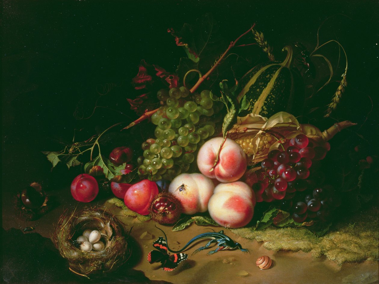 Stilleben med frugt (panel) af Rachel Ruysch