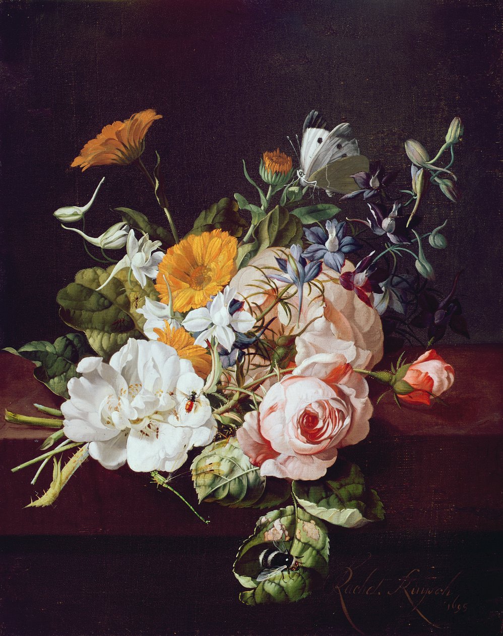 Vase med blomster, 1695 af Rachel Ruysch