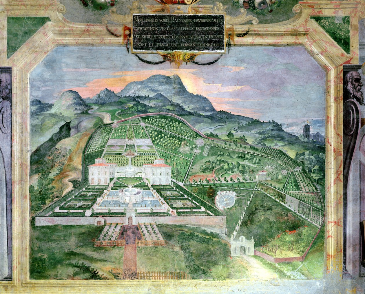 Villa Lante, fresko i Loggiaen, ca. 1574-76 af Raffaellino da Reggio