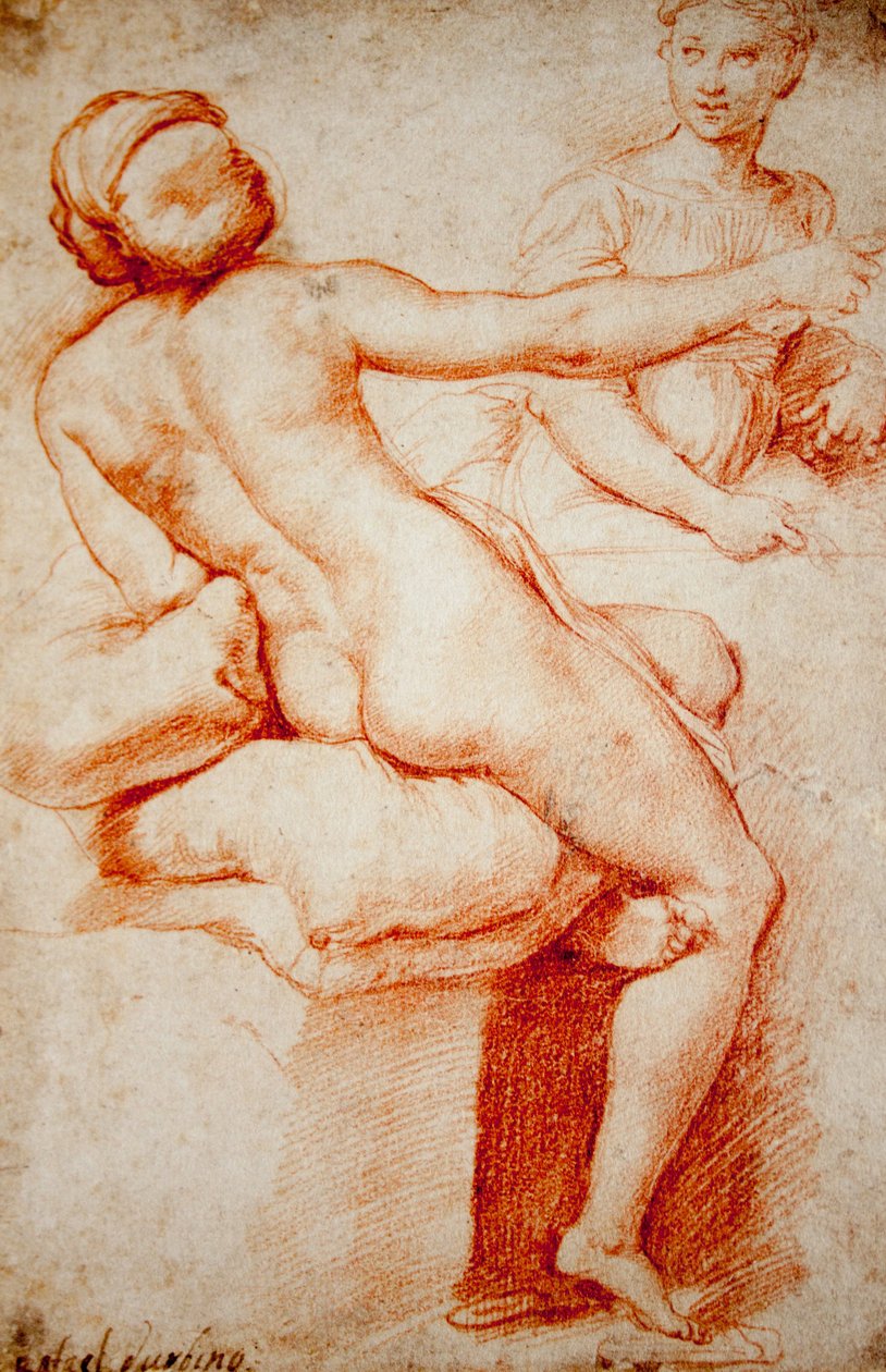 Undersøgelse for to kvindelige figurer af Raffaello Sanzio Raphael