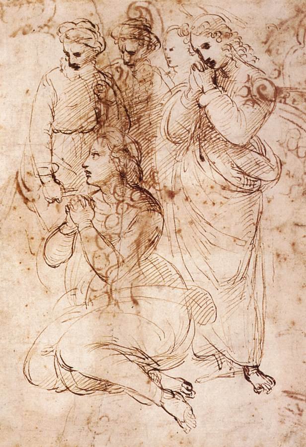 Undersøgelse af sorgfigurer af Raffaello Sanzio Raphael