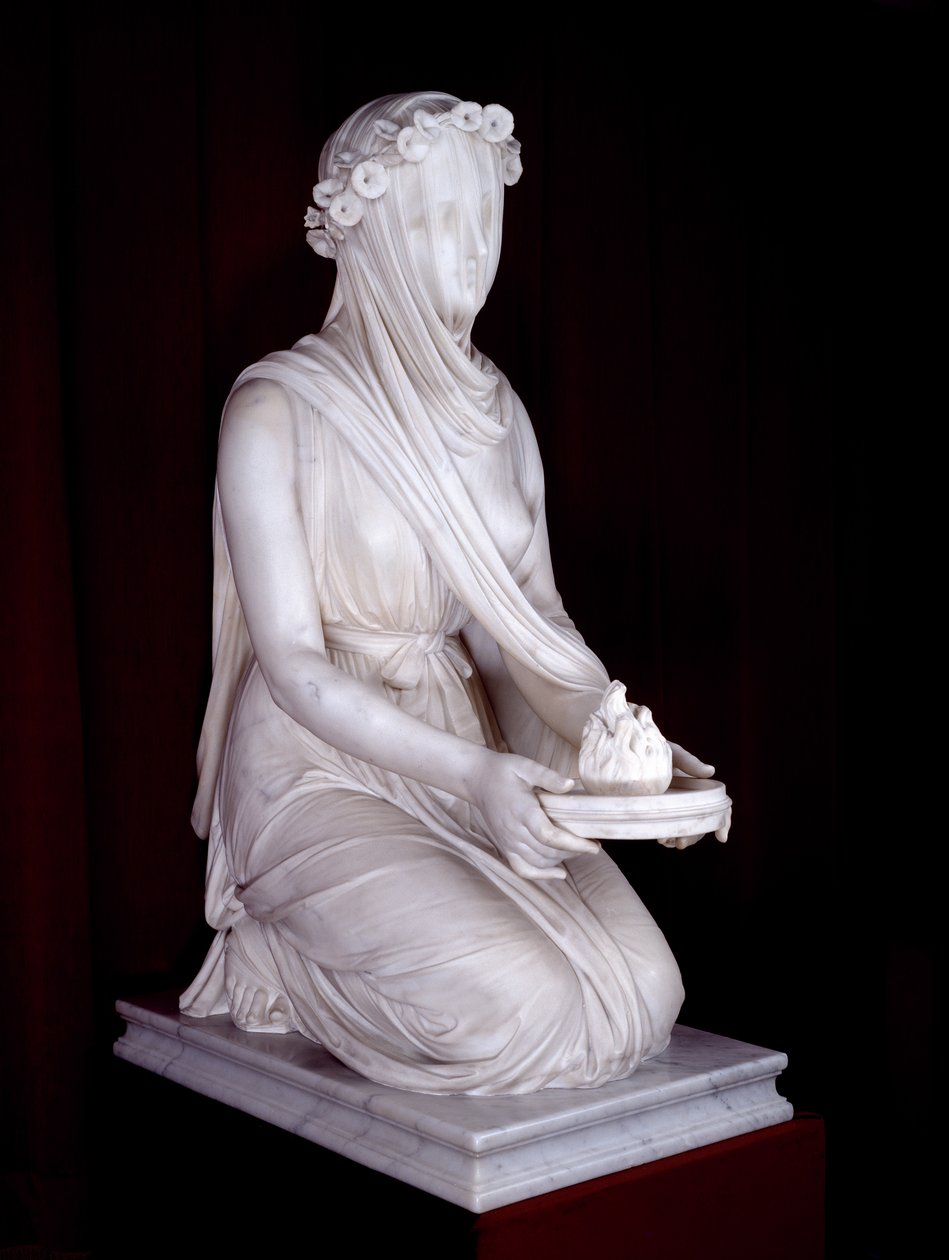 Statue af en vestalsk jomfru (marmor) af Raffaello Monti