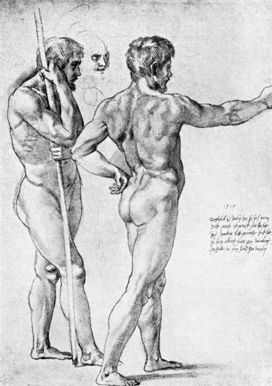 To mandlige nøgenstudier, 1515, 1912. af Raffaello Sanzio Raphael