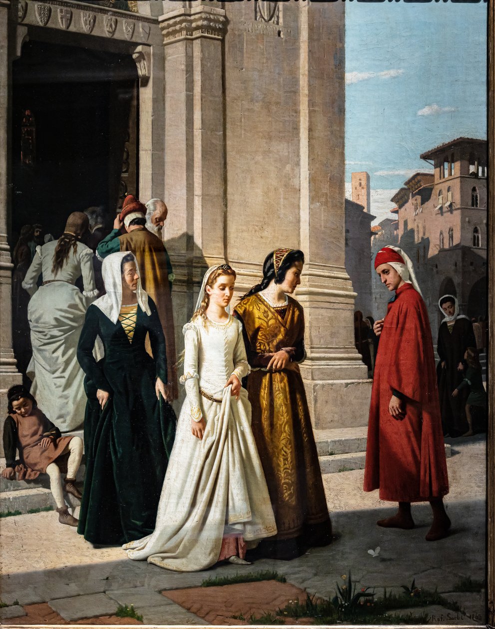 Dante møder Beatrice af Raffaello Sorbi