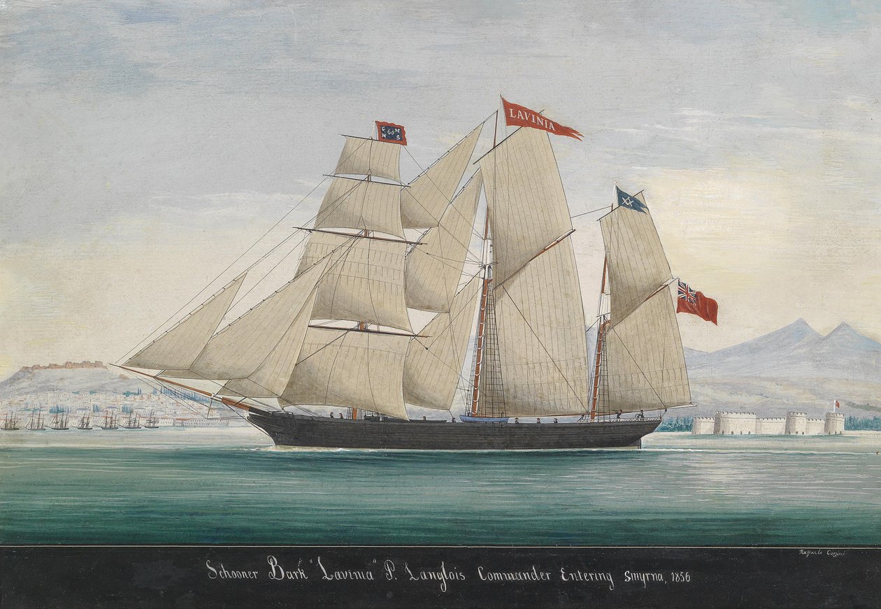 Schooner Bark Lavinia, P. Langlois Commander, indtastede Smyrna 1856 af Raffaelo Corsini
