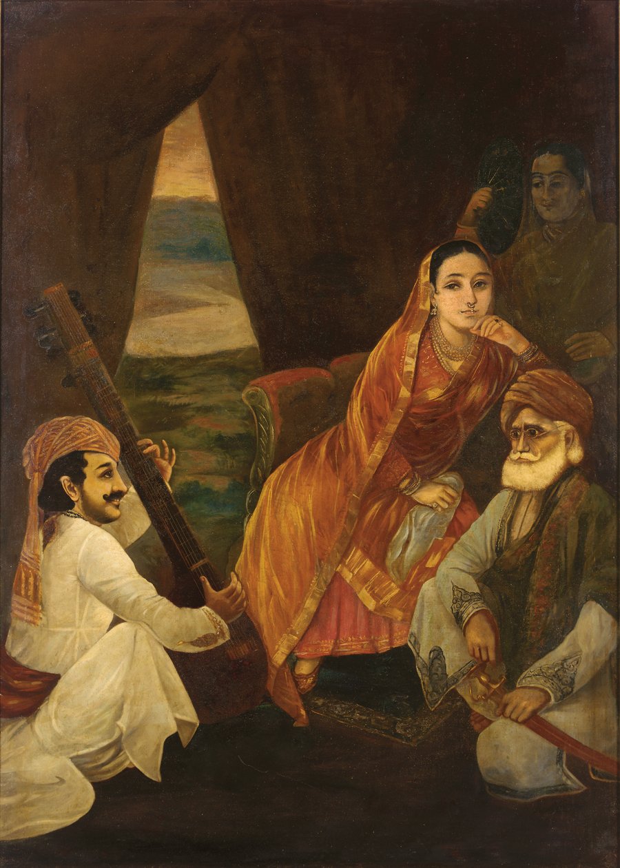 Court Scene (olie på lærred) af Raja Ravi Varma