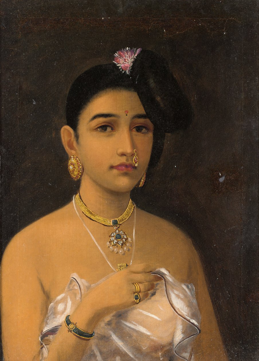 Maliyali Beauty (olie på lærred) af Raja Ravi Varma
