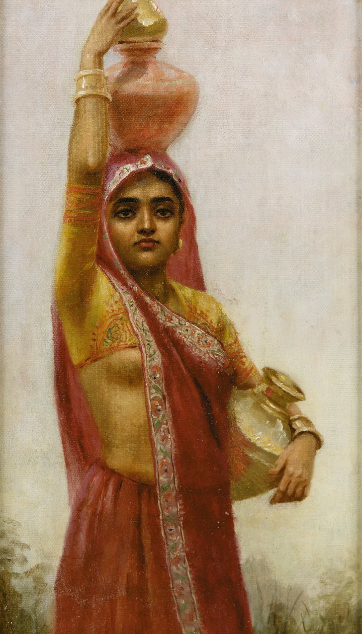 Village Belle (olie på lærred) af Raja Ravi Varma