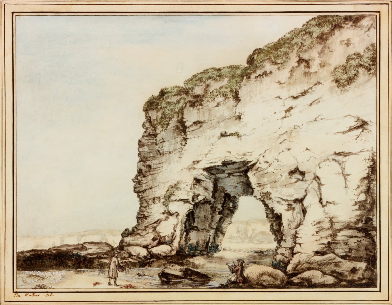 Marsden Rock (farve og wc på papir (klistret på papir)) af Ralph Jnr. Walters
