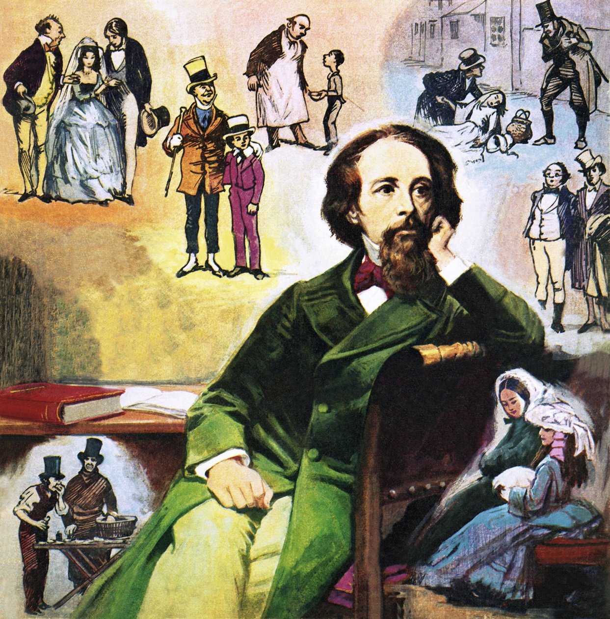 Charles Dickens med sine karakterer af Ralph Bruce