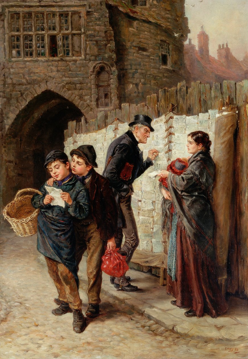 Balladesælgeren, Den sorte port, 1884 af Ralph Hedley