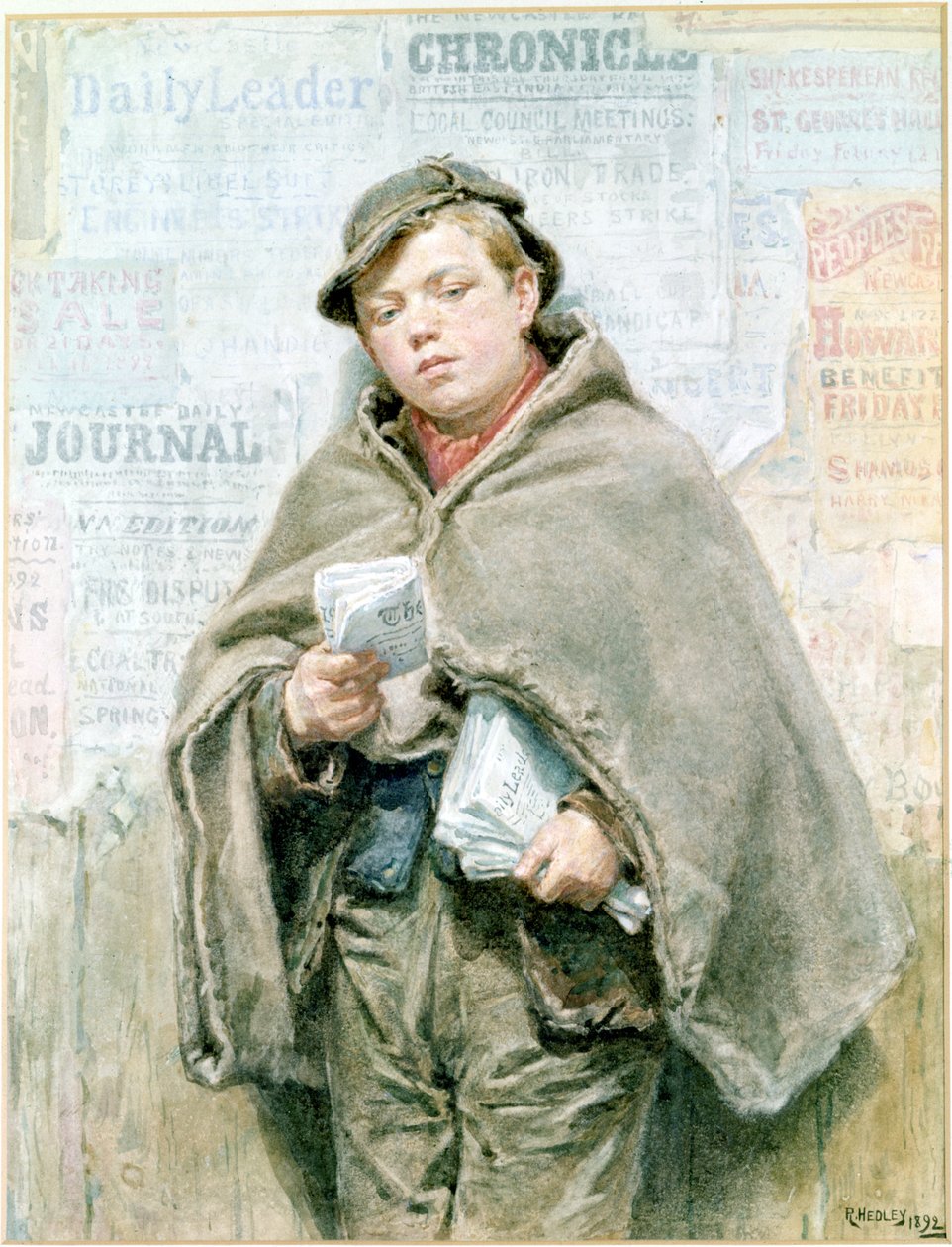 The Newsboy (bodycolour) af Ralph Hedley