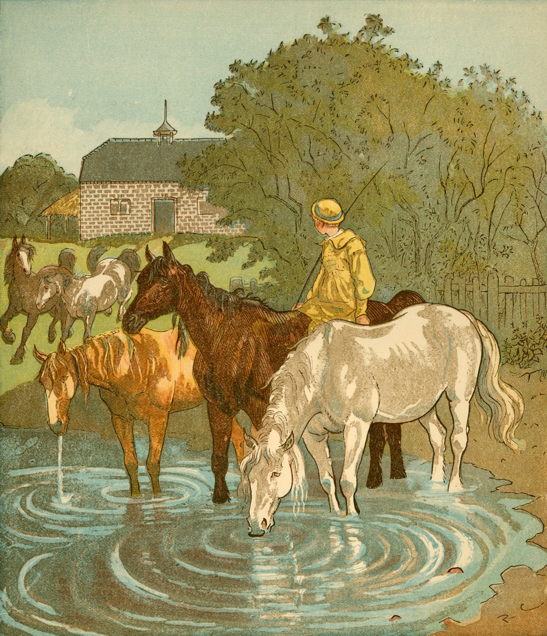 Farmers Boy vander heste, c1881. af Randolph Caldecott