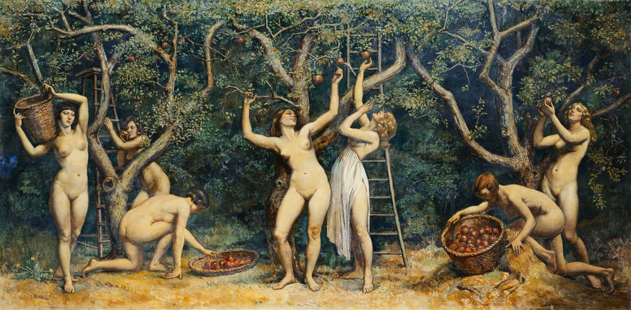 Nymfer, der samler æbler af Randolph Schwabe