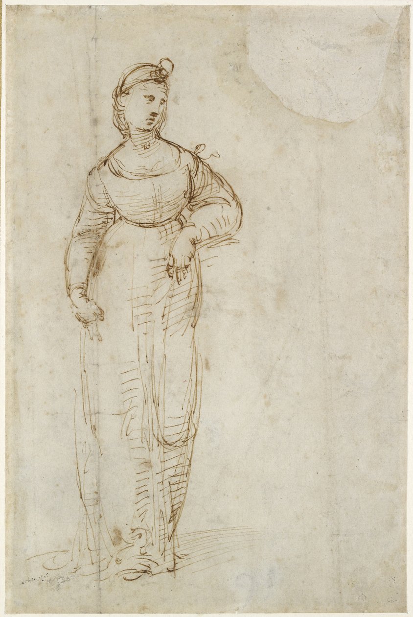 Recto: Study for St Catherine, WA1846.168 af Raffaello Sanzio Raphael