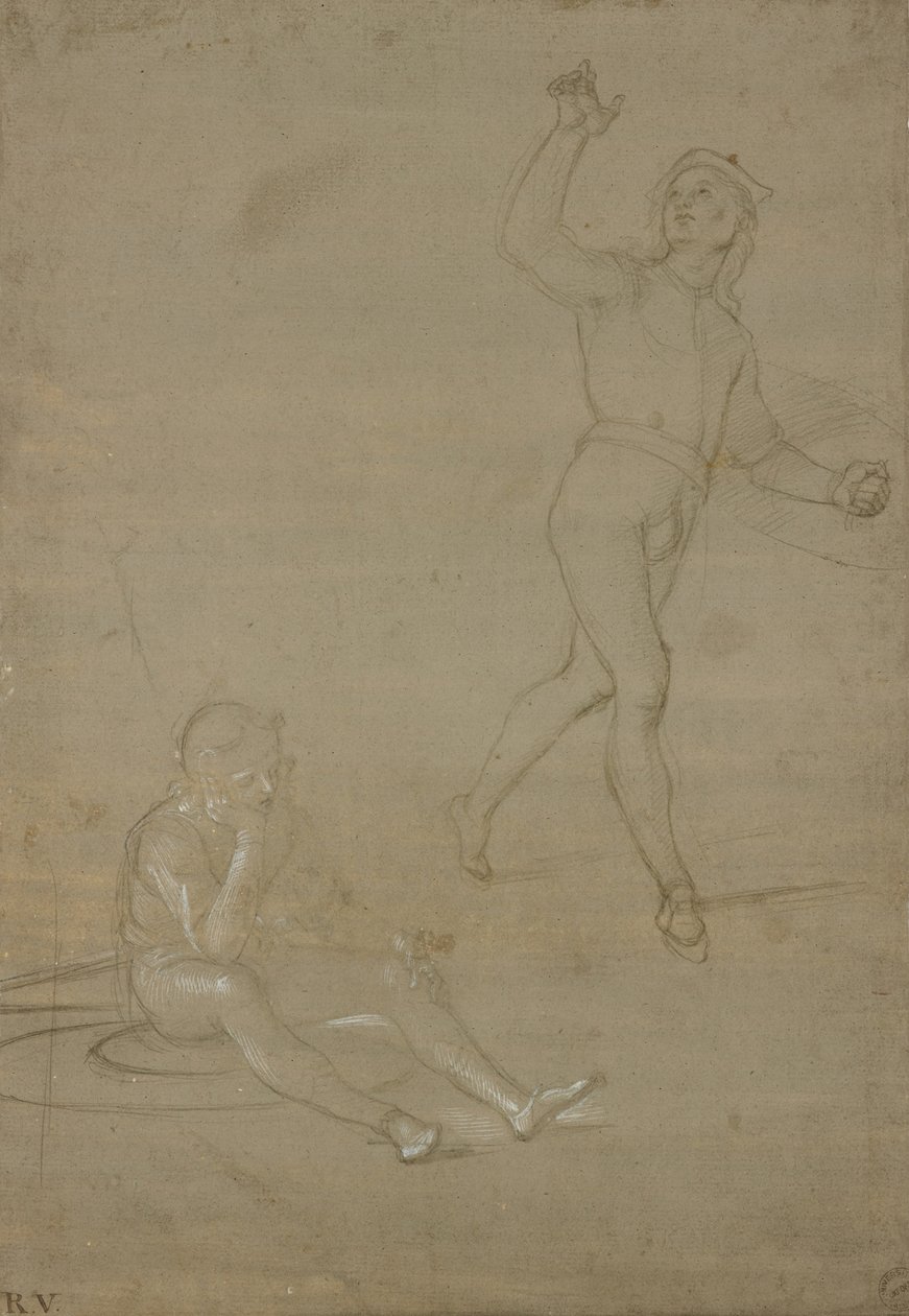 Studier for to soldater, den ene sovende, den anden stående, WA1846.149 af Raffaello Sanzio Raphael