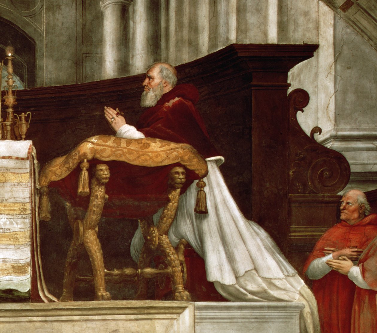 Bolsenas messe, fra Stanza dellEliodor, 1511-14 freskodetalje af 30259 af Raffaello Sanzio Raphael