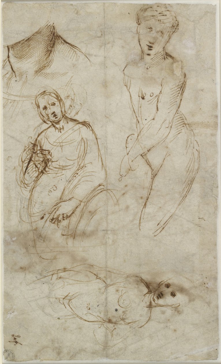 Verso: Forskellige undersøgelser, WA1846.177 af Raffaello Sanzio Raphael
