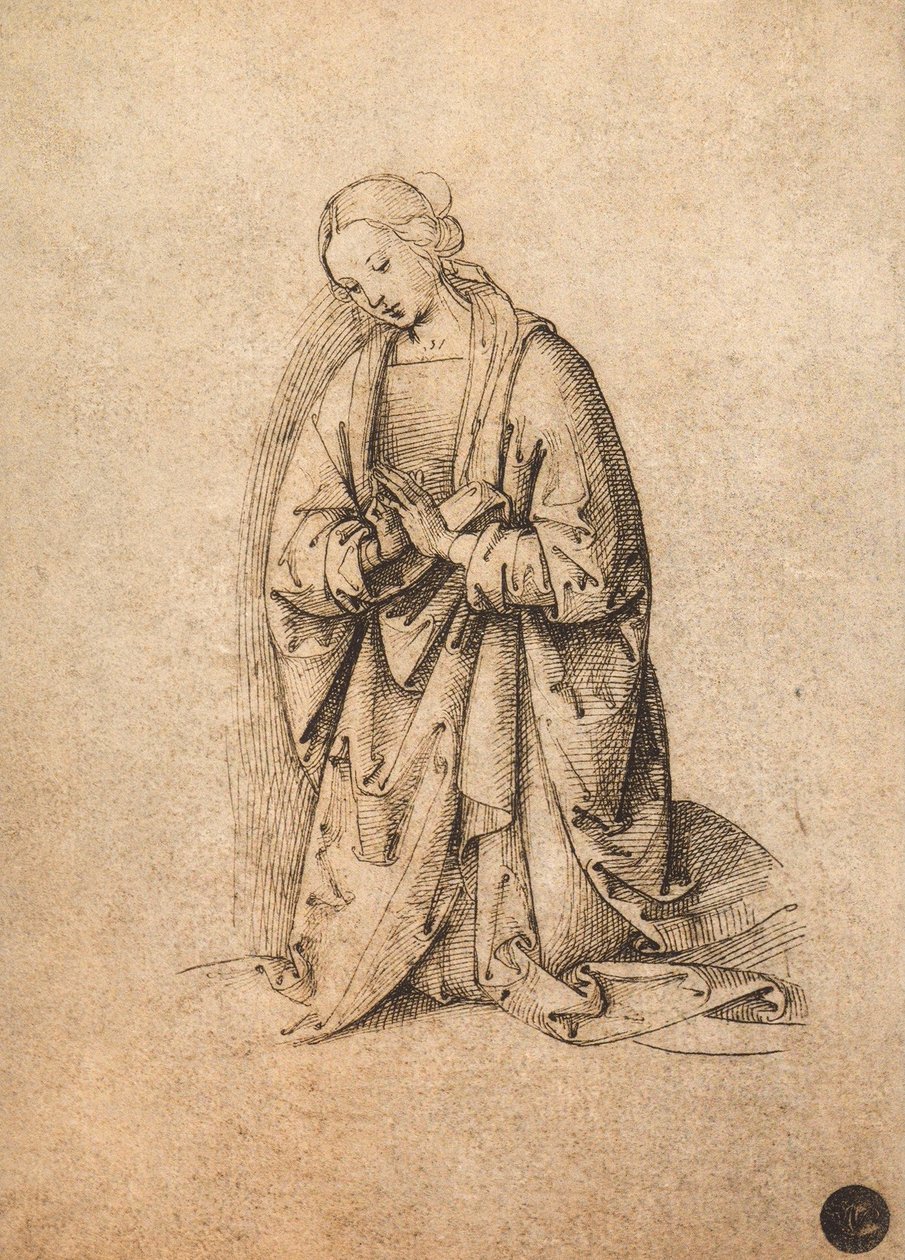Tilbedende Jomfru; tegning af Raphael, Gallerie dellAccademia, Venedig af Raffaello Sanzio Raphael