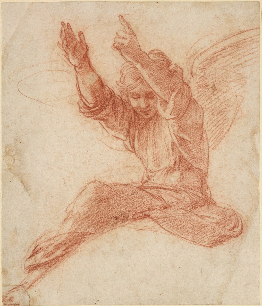 An Angel, WA1846.208 (rødt kridt over en blind stylus) af Raffaello Sanzio Raphael