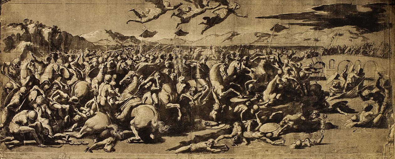 Slaget ved Konstantin; tegning af Raphael. Louvre, Paris af Raffaello Sanzio Raphael
