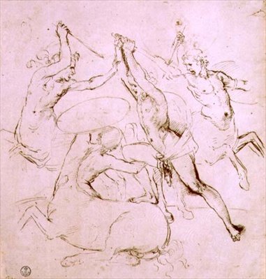 Hercules kæmper mod kentaurerne (pen og blæk) af Raphael