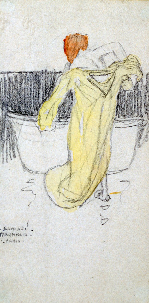 Rødhåret kvinde ... på badeværelset, c1900-1917 af Raphael Kirchner