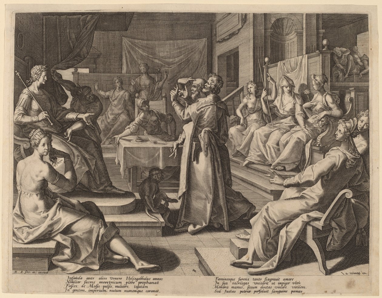 Heliogabalus og de vise kvinder, 1589. af Raphael Sadeler